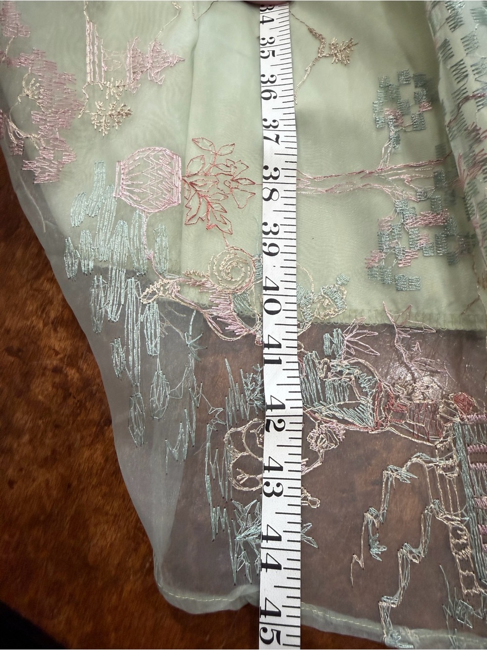 Embroidered Tie-Waist Midi Dress in Sage Green - Picture 14 of 16